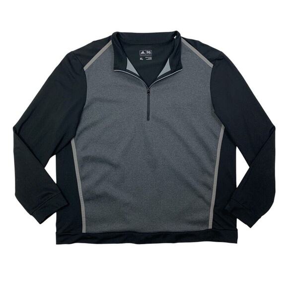 Adidas Sweatshirt Mens XL Extra Large Black Gray Golf Quarter Zip Pullover - Picture 1 of 13